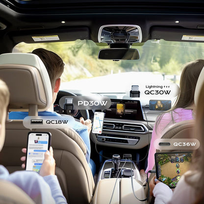 Auto punjač sa USB-C / Lightning kablom Lisen Display, 96W, 3A, 1 x USB-A - 1 x USB-C, Crni YL0224080017