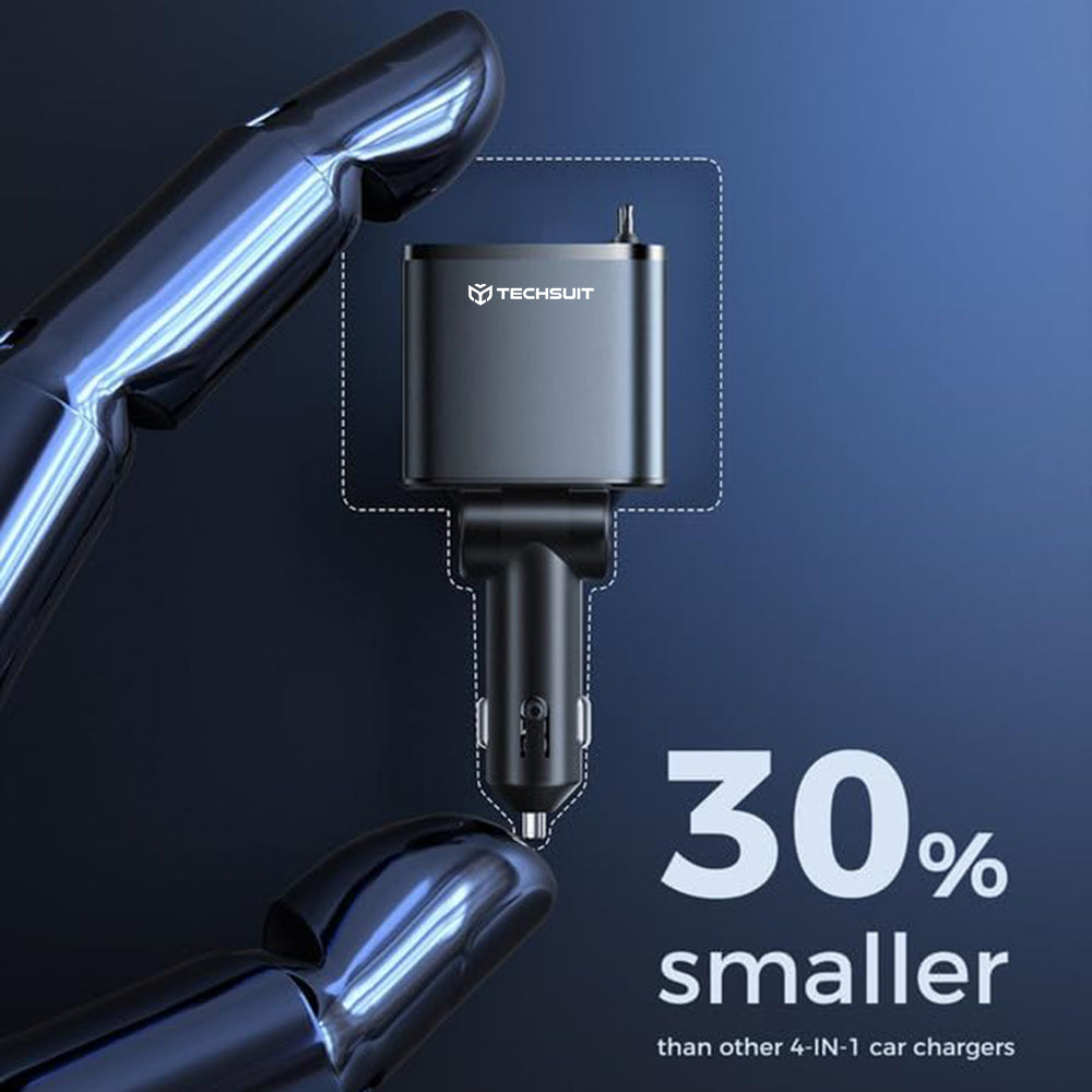 Auto punjač sa USB-C / Lightning kablom Techsuit C1 NanoVoltX, 69W, 3A, 1 x USB-A - 1 x USB-C, Sivi