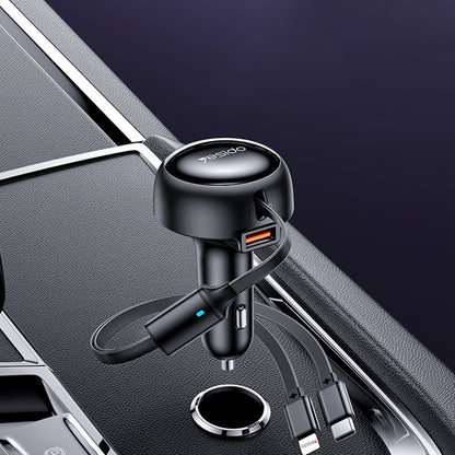 Auto punjač sa USB-C / Lightning kablom Yesido Y61, 53W, 3A, 1 x USB-A, Crni