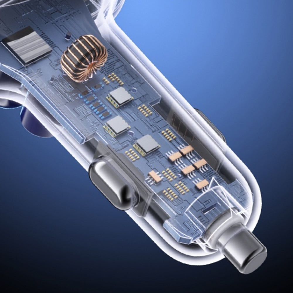 Auto punjač sa USB-C / Lightning kablom Yesido Y63 Display, 117W, 3A, 1 x USB-A - 1 x USB-C, Sivi