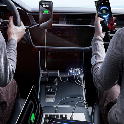 Auto punjač sa USB-C kablom Lisen, 101W, 3.25A, 1 x USB-A - 3 x USB-C, Crni YL0223120021