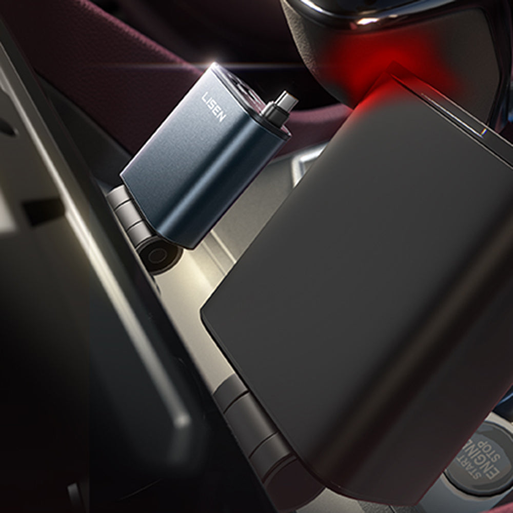 Auto punjač sa USB-C kablom Lisen, 57W, 3A, 1 x USB-A - 1 x USB-C, Crni YL0325010016