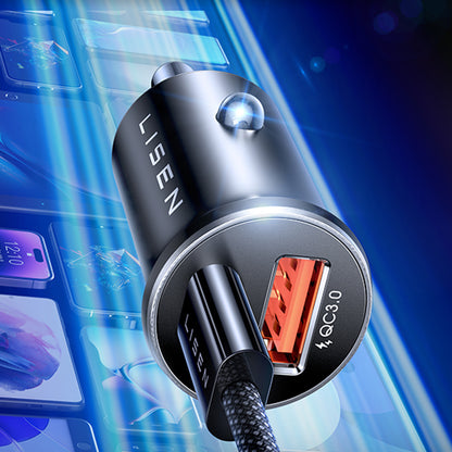 Auto punjač sa USB-C kablom Lisen, 83W, 3.25A, 1 x USB-A - 1 x USB-C, Srebrni YL0223110003
