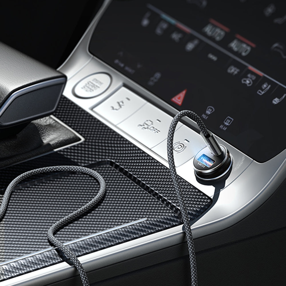Auto punjač sa USB-C kablom Lisen, 83W, 3.25A, 1 x USB-A - 1 x USB-C, Srebrni YL0223110003