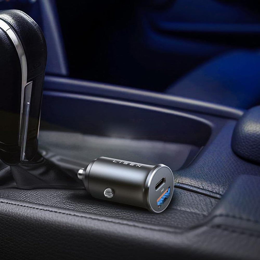 Auto punjač sa USB-C kablom Lisen, 83W, 3.25A, 1 x USB-A - 1 x USB-C, Srebrni YL0223110003