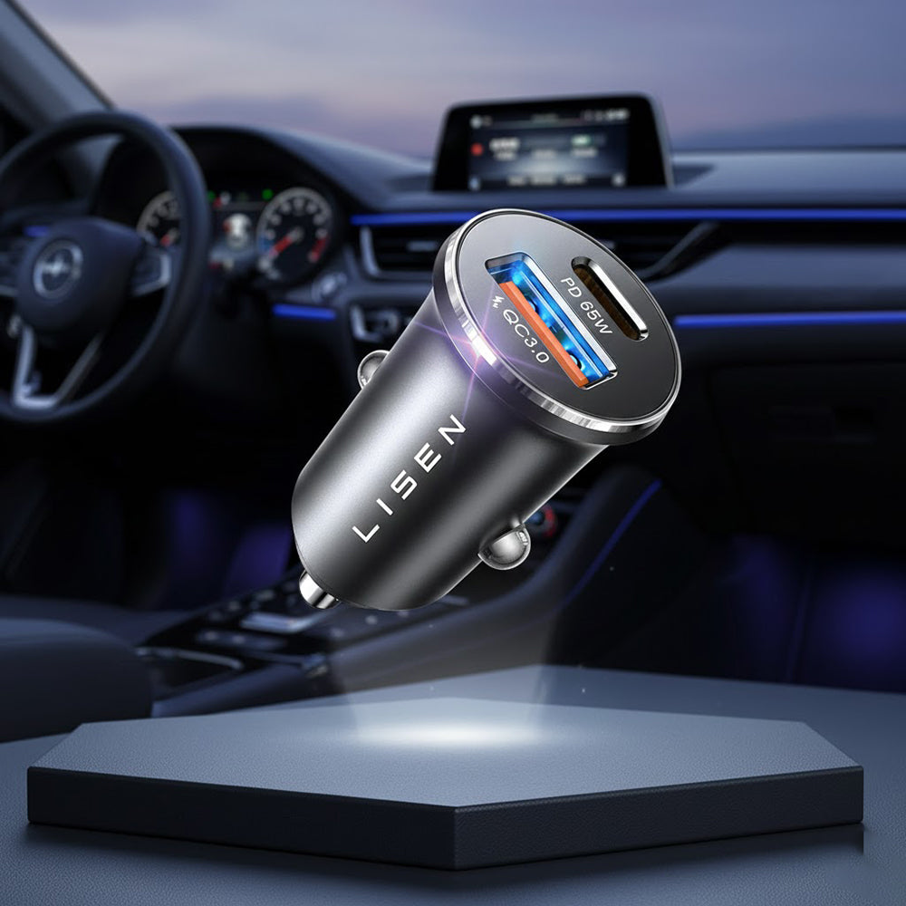 Auto punjač sa USB-C kablom Lisen, 83W, 3.25A, 1 x USB-A - 1 x USB-C, Srebrni YL0223110003