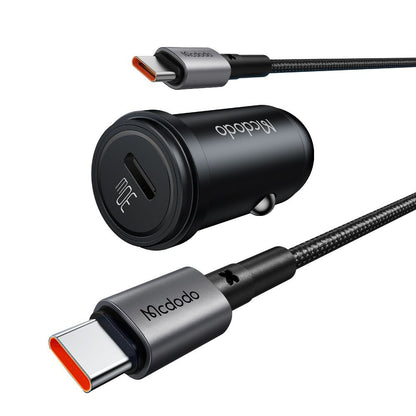 Auto punjač sa USB-C kablom McDodo CC-7493 Obsidian, 30W, 3A, 1 x USB-C, Crni