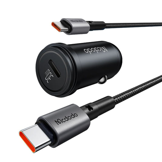 Auto punjač sa USB-C kablom McDodo CC-7493 Obsidian, 30W, 3A, 1 x USB-C, Crni