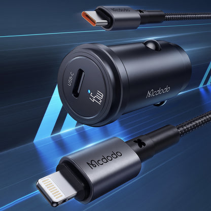 Auto punjač sa USB-C kablom Mcdodo CC-7495, 45W, 3A, 1 x USB-C, Crna