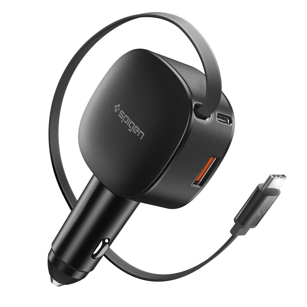 Auto punjač sa USB-C kablom Spigen EV603BT Essential, 60W, 3A, 1 x USB-A - 1 x USB-C, Crni