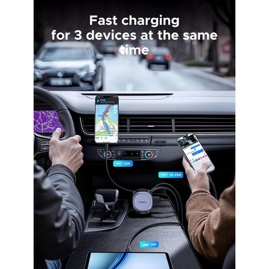 Auto punjač sa USB-C kablom UGREEN EC601, 75W, 3A, 1 x USB-A - 1 x USB-C, Sivi