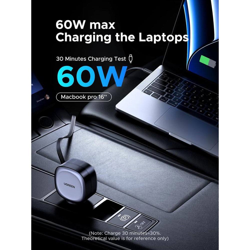 Auto punjač sa USB-C kablom UGREEN EC601, 75W, 3A, 1 x USB-A - 1 x USB-C, Sivi