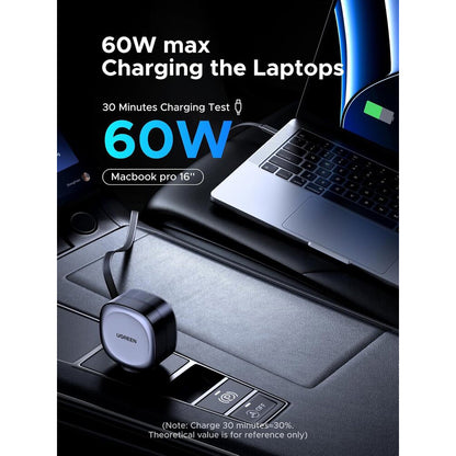 Auto punjač sa USB-C kablom UGREEN EC601, 75W, 3A, 1 x USB-A - 1 x USB-C, Sivi