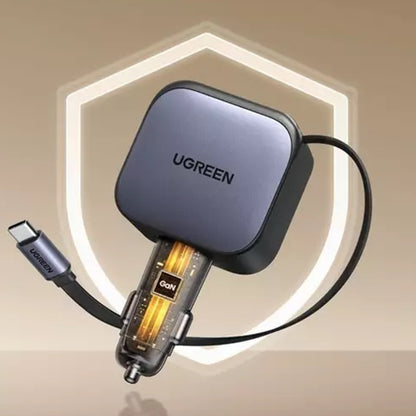 Auto punjač sa USB-C kablom UGREEN EC603, 90W, 3A, 1 x USB-A - 1 x USB-C, Sivi