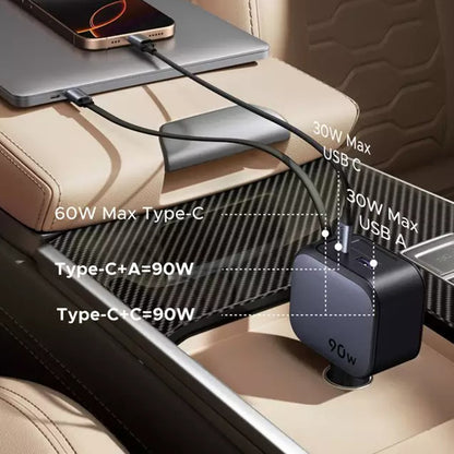 Auto punjač sa USB-C kablom UGREEN EC603, 90W, 3A, 1 x USB-A - 1 x USB-C, Sivi