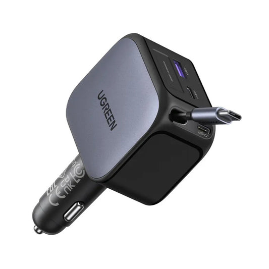 Auto punjač sa USB-C kablom UGREEN EC604 (55910B) Nexode, 145W, 1 x USB-A - 2 x USB-C, Crni