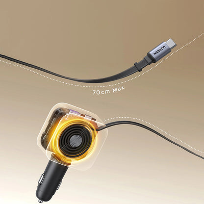 Auto punjač sa USB-C kablom UGREEN EC604 (55910B) Nexode, 145W, 1 x USB-A - 2 x USB-C, Crni