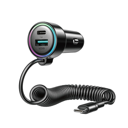 Auto punjač sa USB-C kablom Joyroom JR-CL07, 90W, 3A, 1 x USB-A - 1 x USB-C, Crni