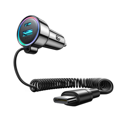 Auto punjač sa USB-C kablom Joyroom JR-CL07, 90W, 3A, 1 x USB-A - 1 x USB-C, Crni