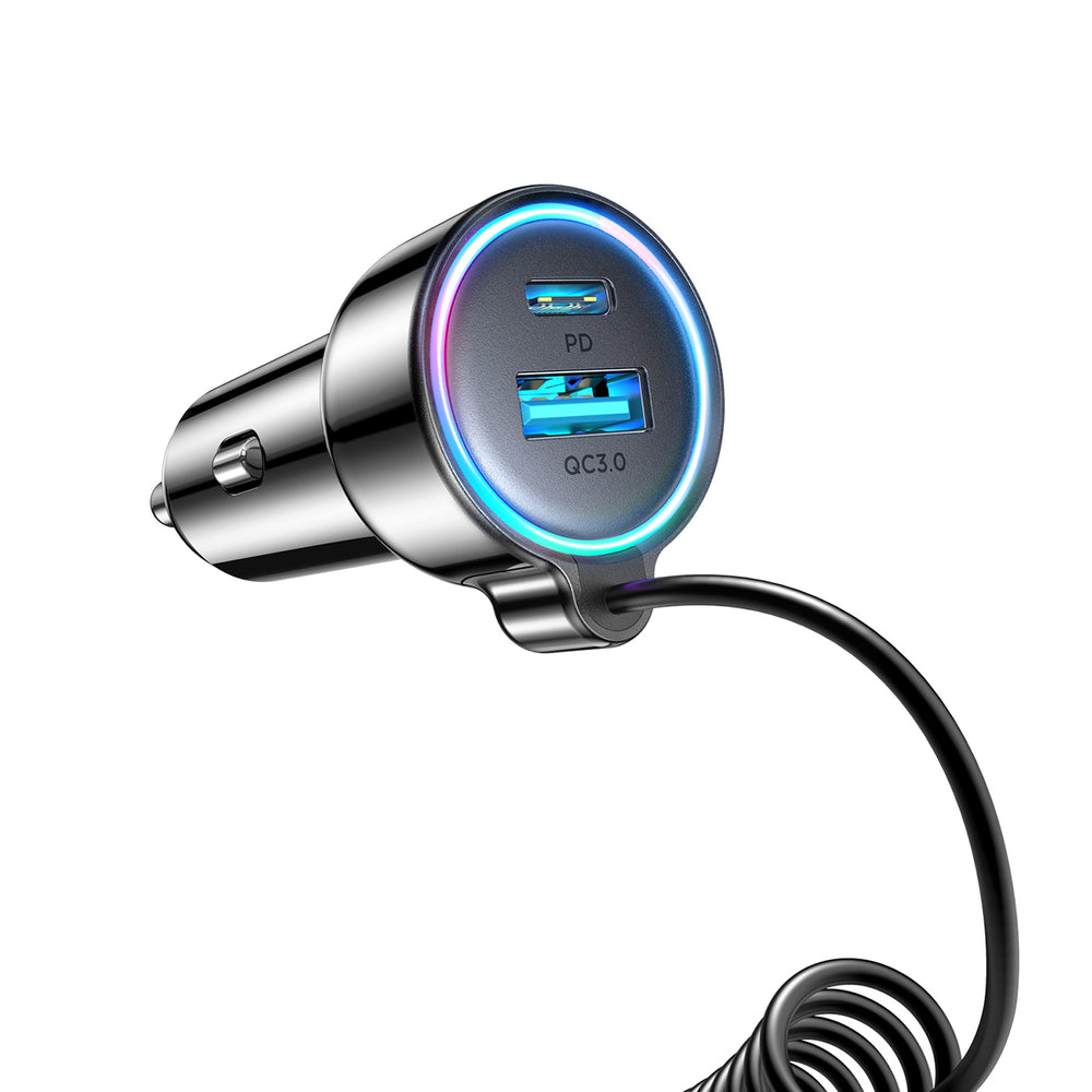 Auto punjač sa USB-C kablom Joyroom JR-CL07, 90W, 3A, 1 x USB-A - 1 x USB-C, Crni