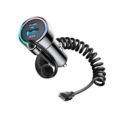 Auto punjač sa USB-C kablom Joyroom JR-CL07, 90W, 3A, 1 x USB-A - 1 x USB-C, Crni