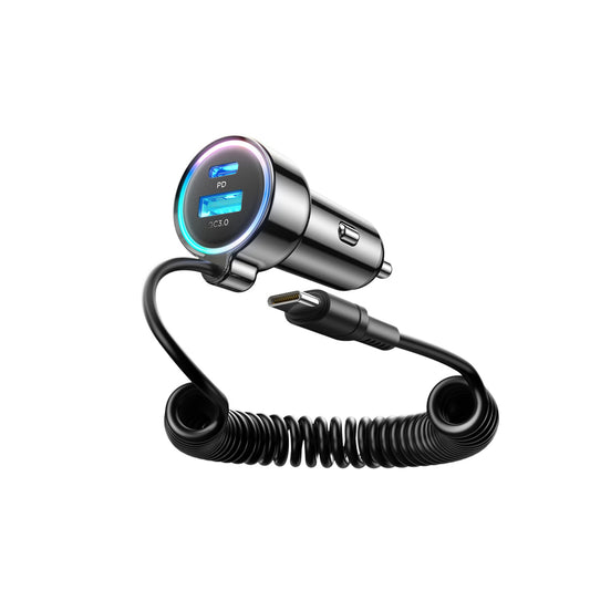 Auto punjač sa USB-C kablom Joyroom JR-CL07, 90W, 3A, 1 x USB-A - 1 x USB-C, Crni