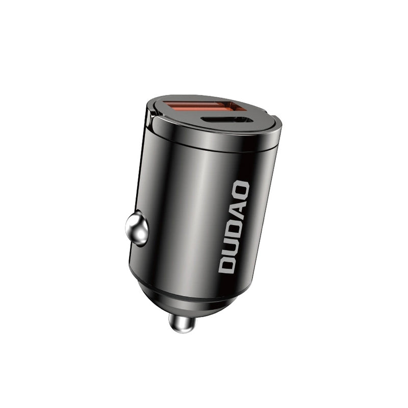 Auto punjač Dudao R3MAX, 48W, 3A, 1 x USB-A - 1 x USB-C, Crni