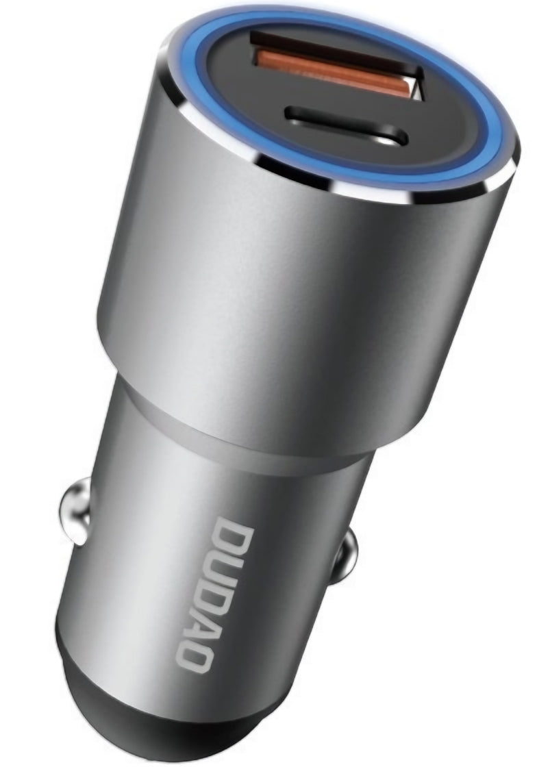 Auto punjač Dudao R4PQ NM, 22.5W, 3A, 1 x USB-A - 1 x USB-C, Siva
