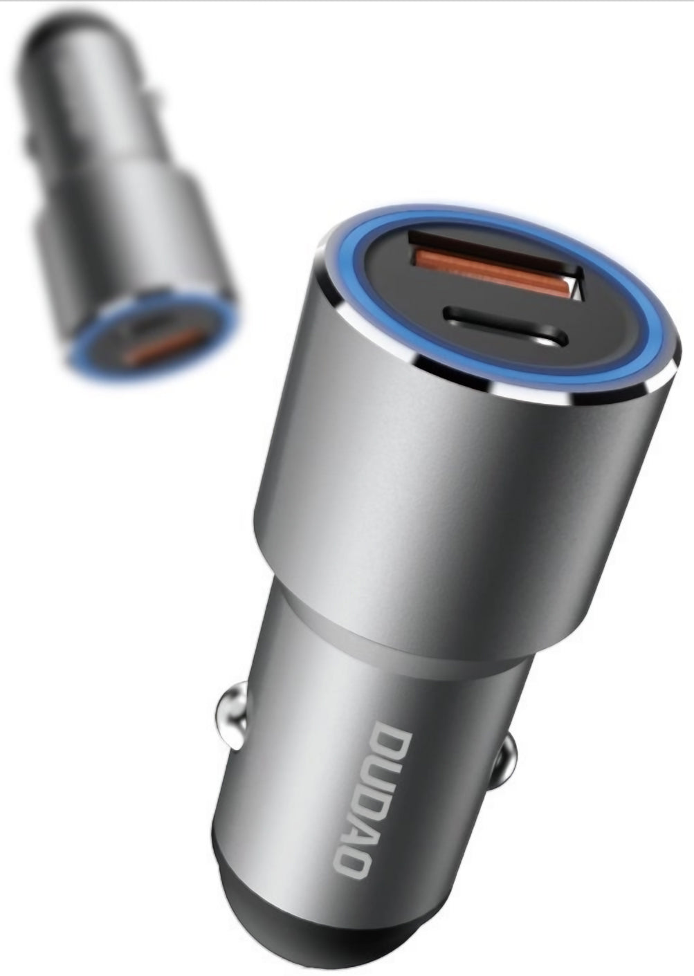 Auto punjač Dudao R4PQ NM, 22.5W, 3A, 1 x USB-A - 1 x USB-C, Siva