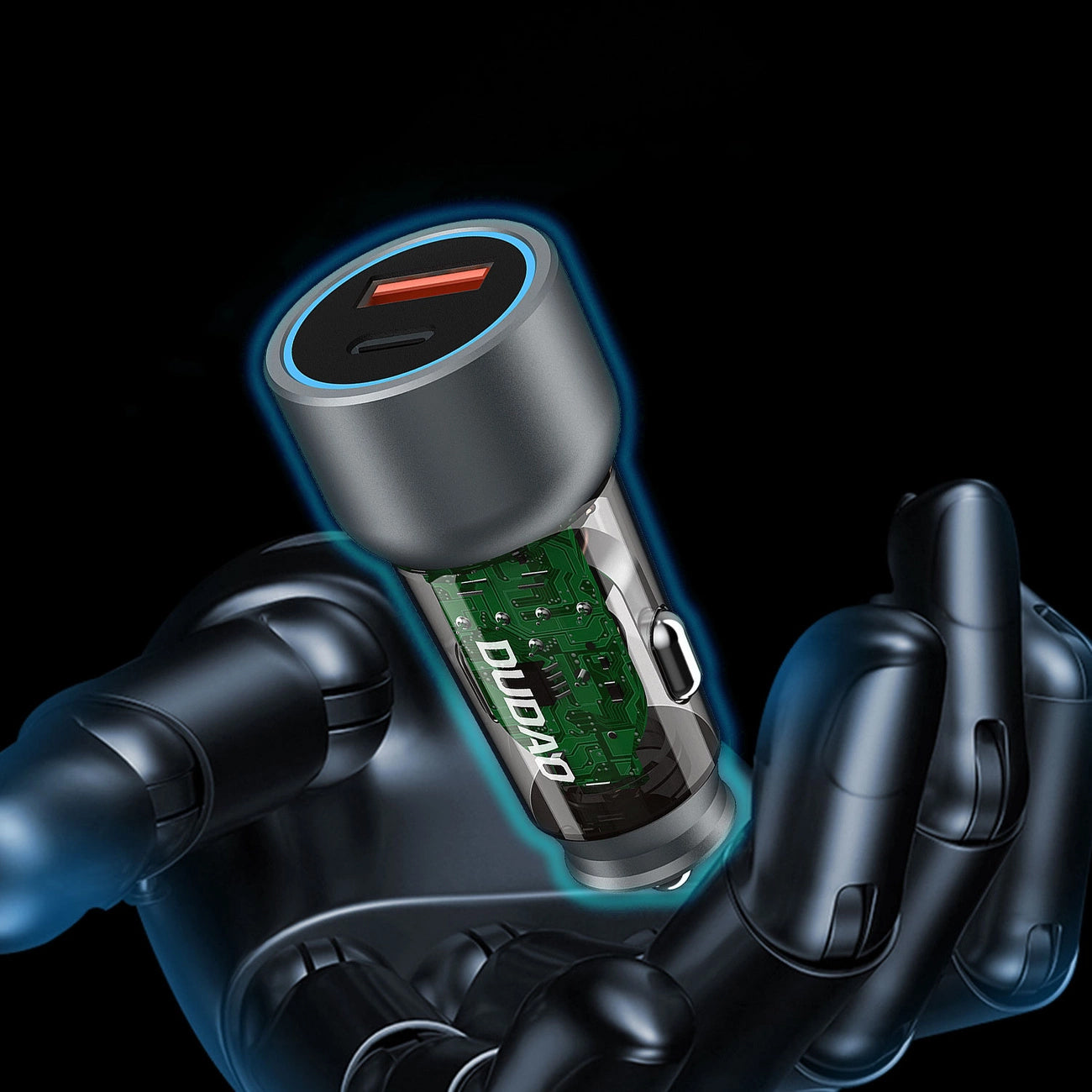 Auto punjač Dudao R4T, 30W, 3A, 1 x USB-A - 1 x USB-C, Sivi