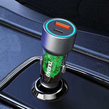 Car Charger Dudao R4T, 30W, 3A, 1 x USB-A - 1 x USB-C, Grey 