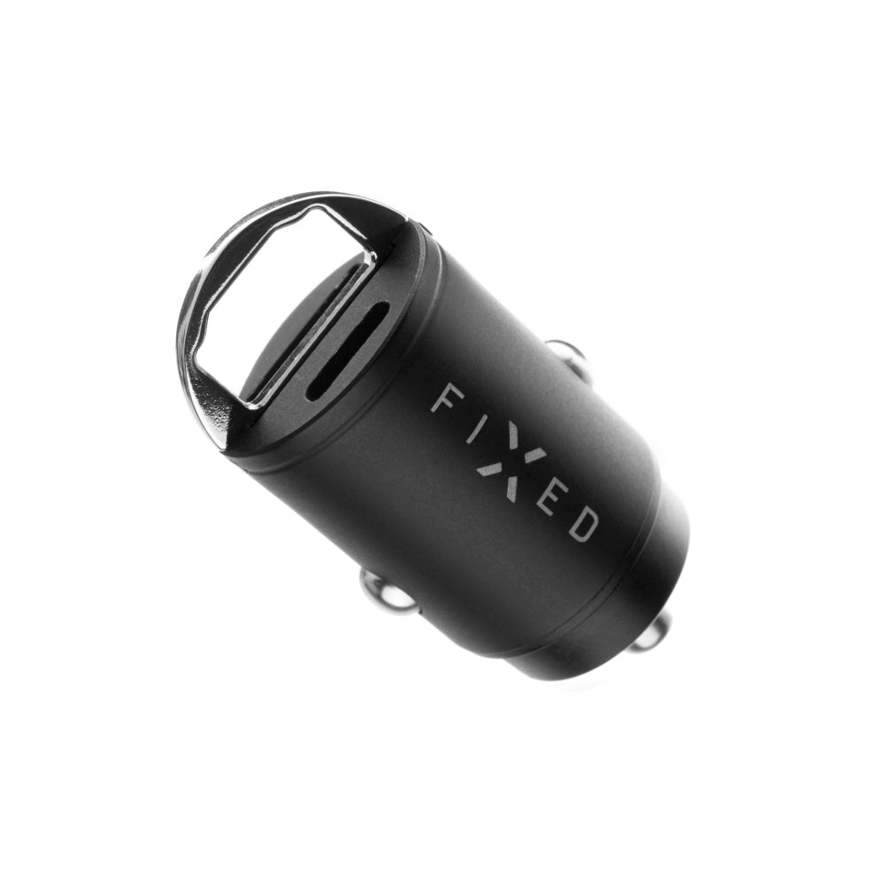Auto punjač Fixed, 30W, 3A, 1 x USB-A - 1 x USB-C, Crni
