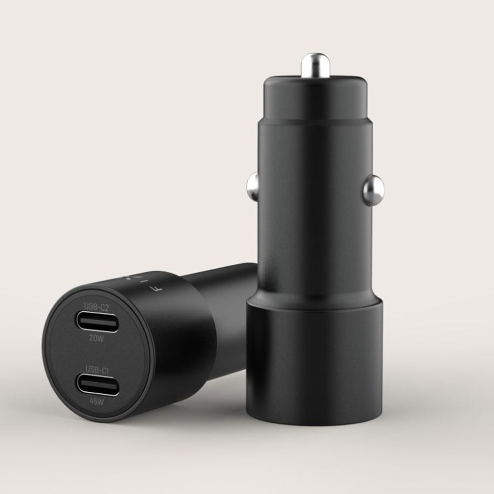 Punjač za auto Fixed, 65W, 3A, 2 x USB-C, Crni
