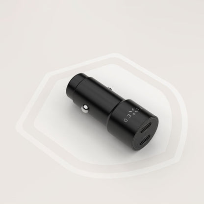 Punjač za auto Fixed, 65W, 3A, 2 x USB-C, Crni