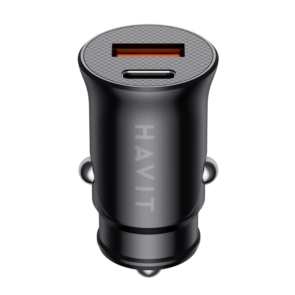 Auto punjač HAVIT CC2022, 20W, 3A, 1 x USB-A - 1 x USB-C, Crni
