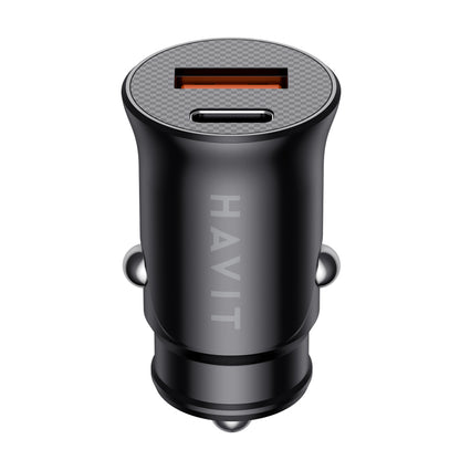 Auto punjač HAVIT CC2022, 20W, 3A, 1 x USB-A - 1 x USB-C, Crni