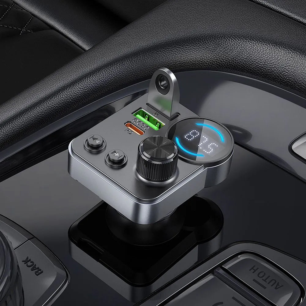 FM Bluetooth modulator HOCO E86, 2 x USB-A - 1 x USB-C - 1 x microSD