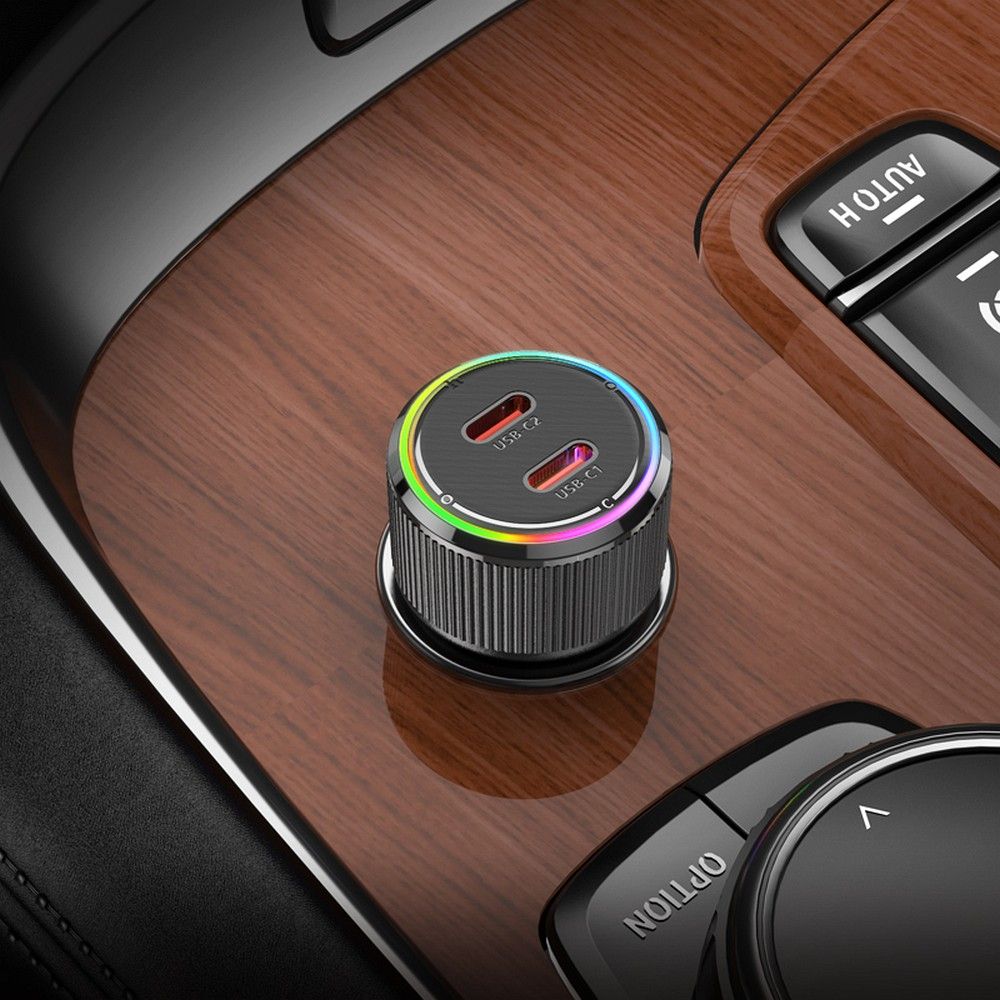 Auto punjač HOCO NZ14B, 50W, 3A, 2 x USB-C, Crni