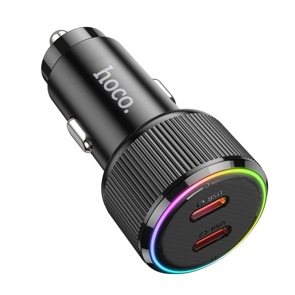 Auto punjač HOCO NZ14B, 50W, 3A, 2 x USB-C, Crni