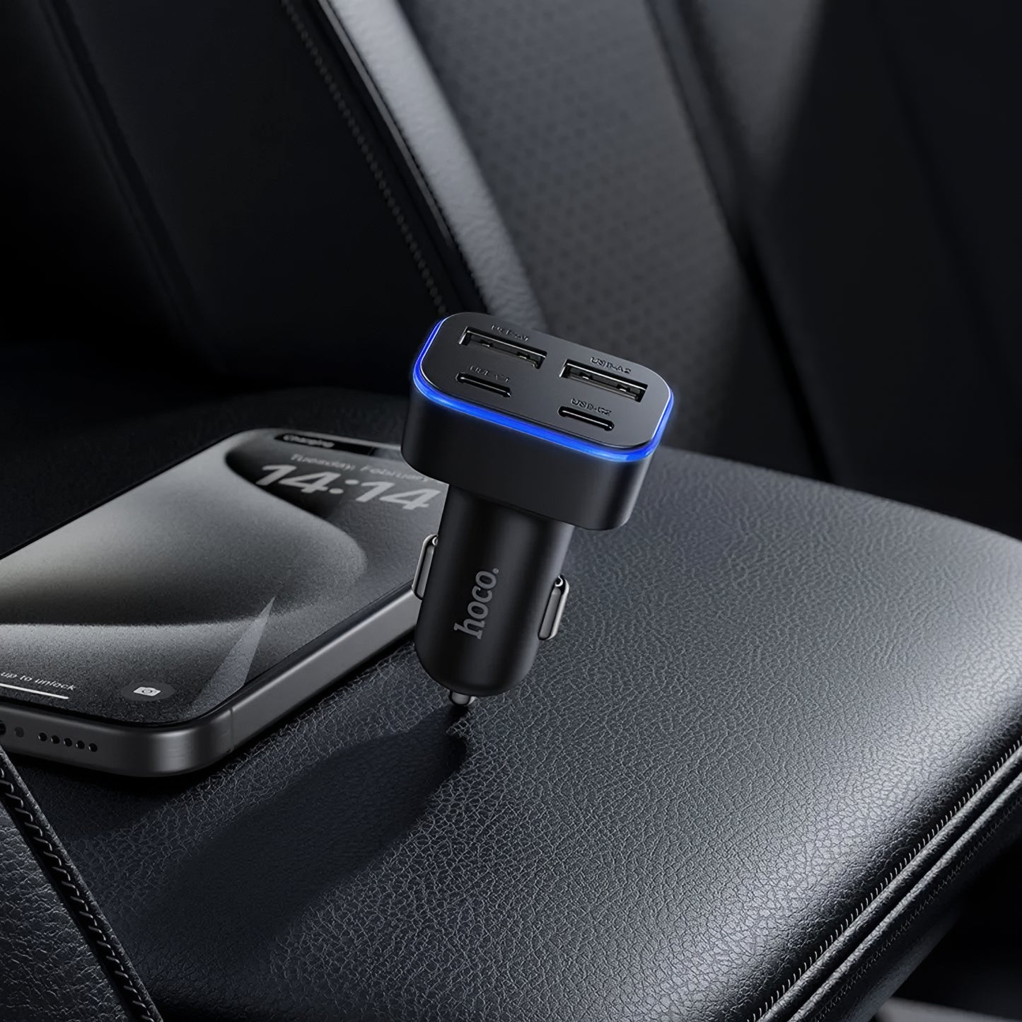 Auto punjač HOCO Z63, 42W, 3A, 2 x USB-A - 2 x USB-C, Crni