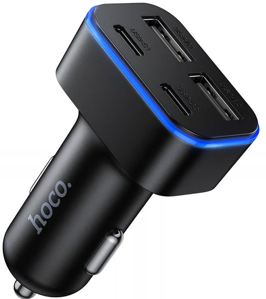 Auto punjač HOCO Z63, 42W, 3A, 2 x USB-A - 2 x USB-C, Crni