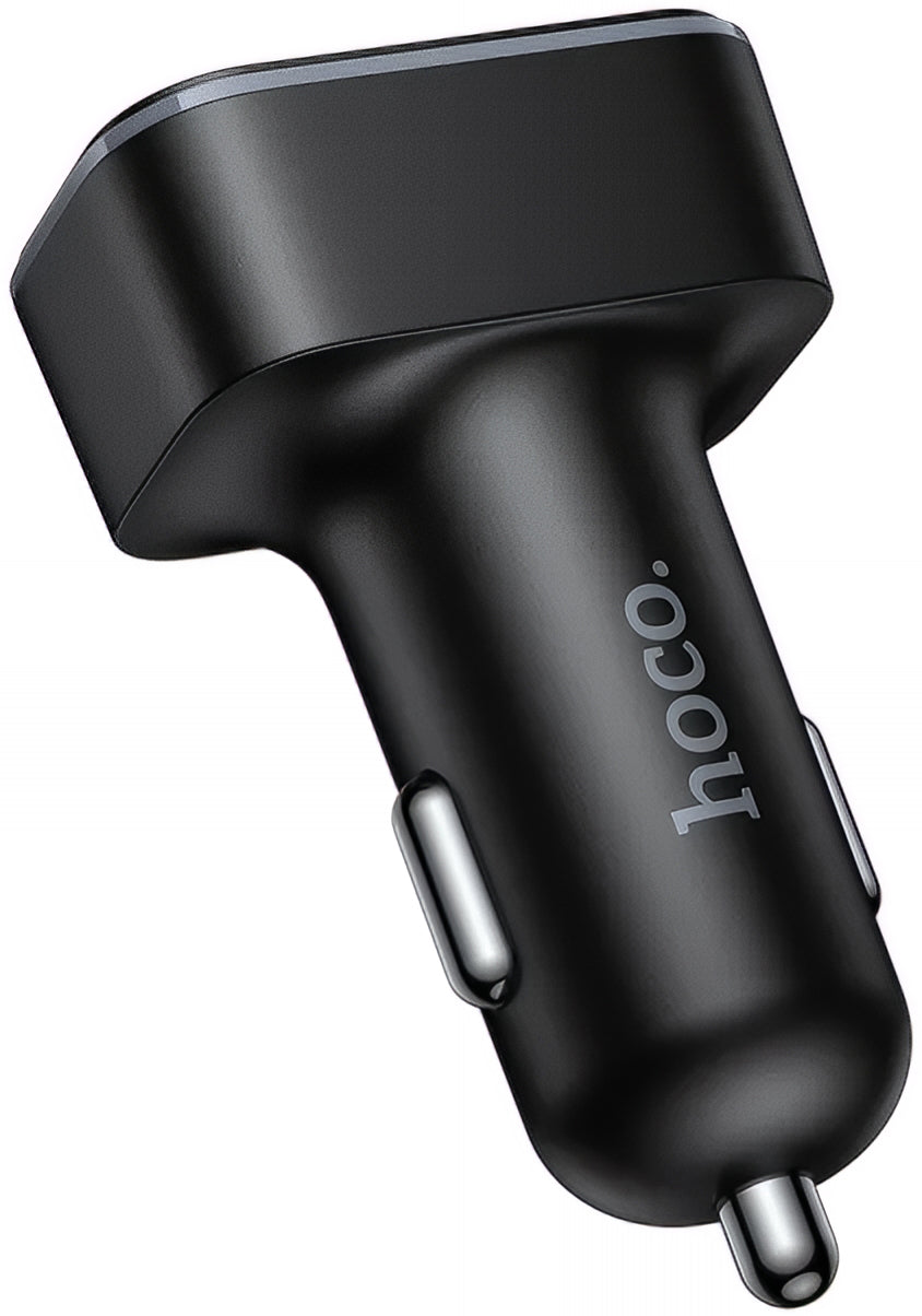 Auto punjač HOCO Z63A Display, 42W, 3A, 1 x USB-C - 2 x USB-A, Crni