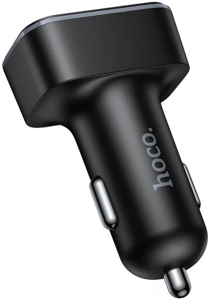 Auto punjač HOCO Z63A Display, 42W, 3A, 1 x USB-C - 2 x USB-A, Crni