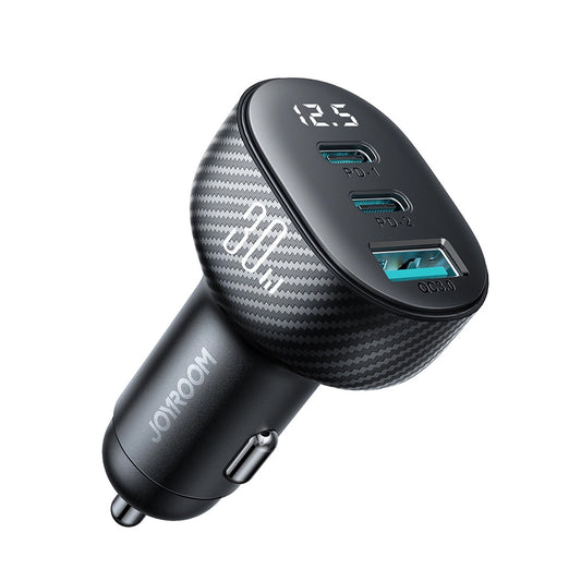 Auto punjač Joyroom JR-CCD04, 30W, 3A, 1 x USB-A - 2 x USB-C, Crni