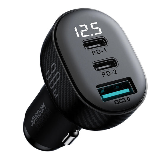 Auto punjač Joyroom JR-CCD04, 30W, 3A, 1 x USB-A - 2 x USB-C, Crni