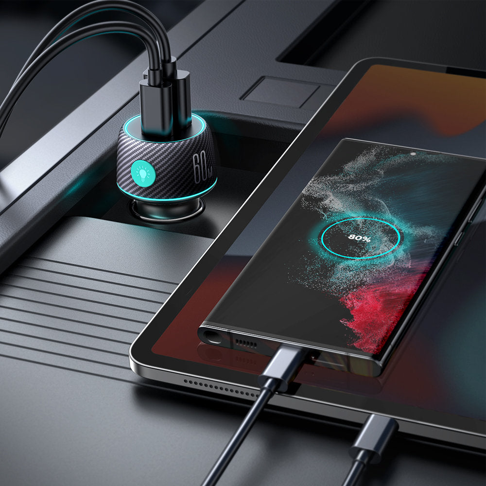Auto punjač Joyroom JR-CCN01, 60W, 3A, 1 x USB-A - 1 x USB-C, Crni