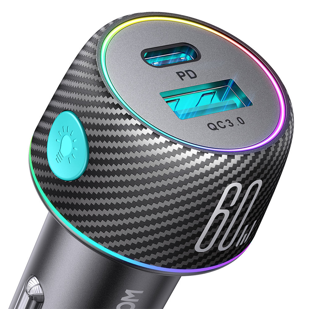 Auto punjač Joyroom JR-CCN01, 60W, 3A, 1 x USB-A - 1 x USB-C, Crni