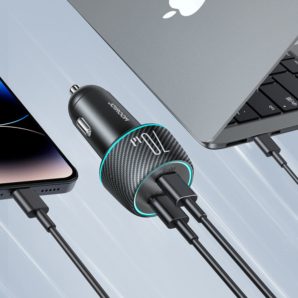 Auto punjač Joyroom JR-CCN02, 70W, 3A, 2 x USB-C, Crni