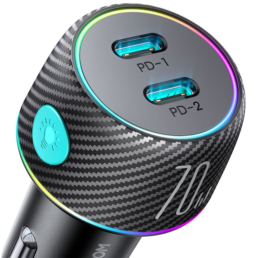 Auto punjač Joyroom JR-CCN02, 70W, 3A, 2 x USB-C, Crni