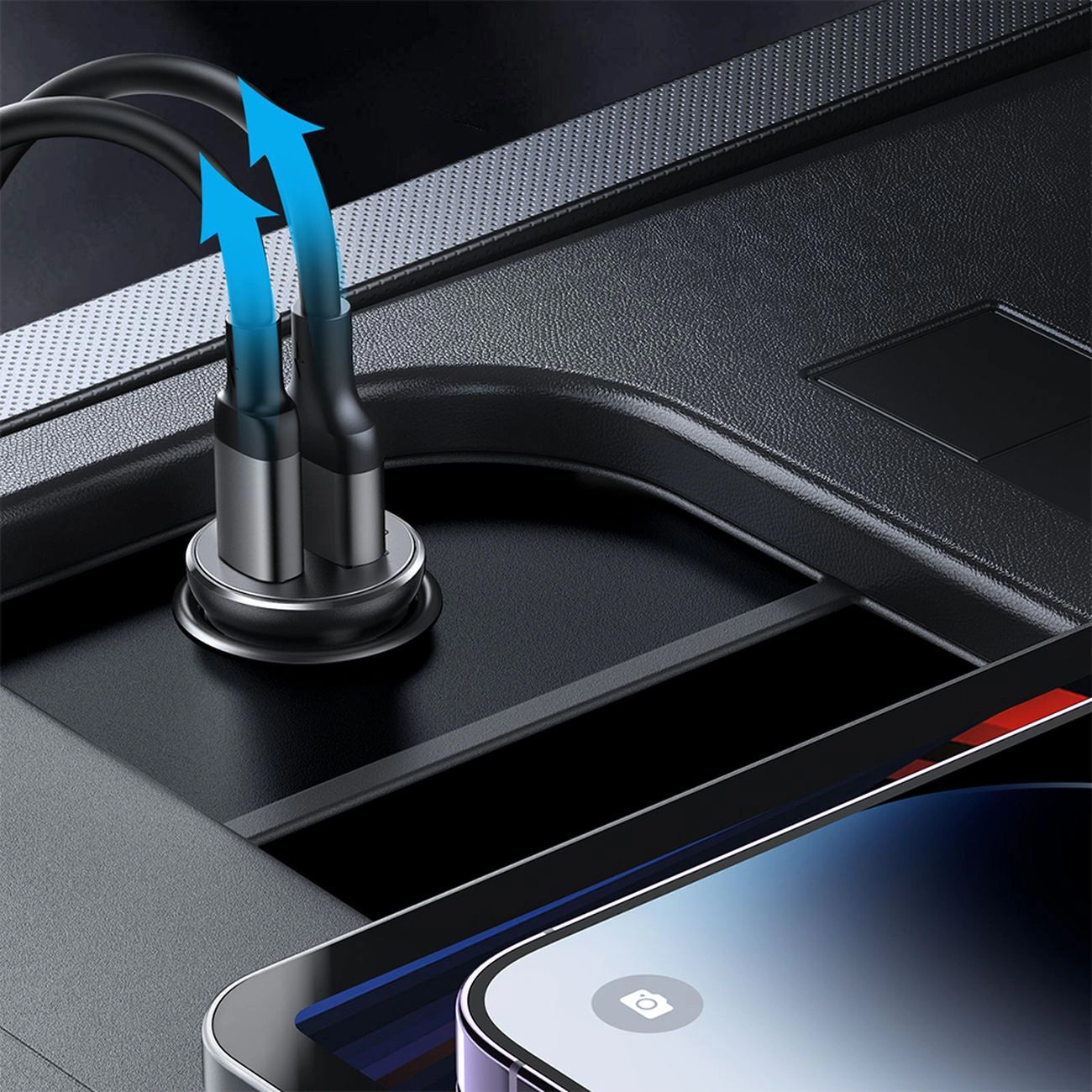 Auto punjač Joyroom JR-CCN05, 30W, 3A, 1 x USB-A - 1 x USB-C, Crni